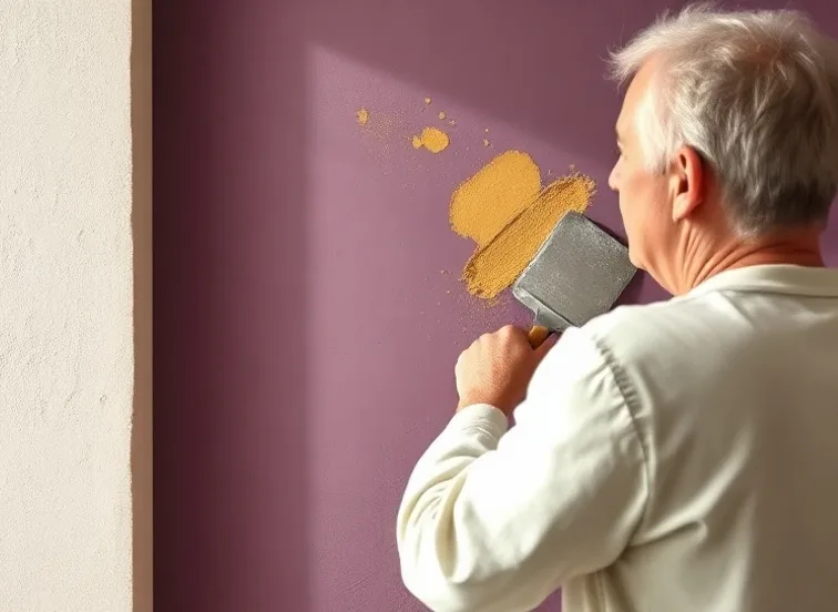 Application d'un enduit décoratif à la lisseuse sur un mur