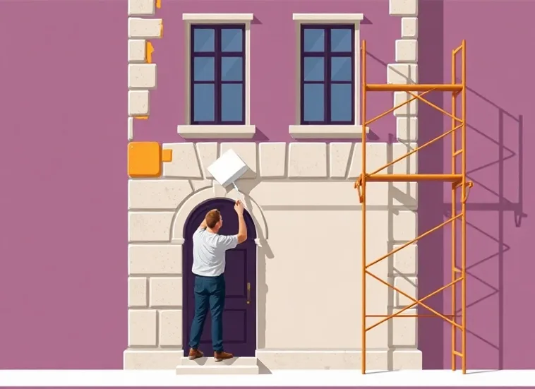 Ravalement de façade en pierre, nettoyage et application d'enduit